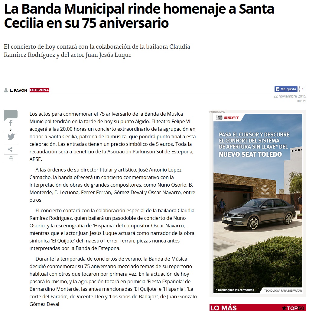 La Banda Municipal rinde homenaje a Santa Cecilia
