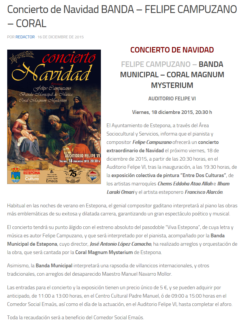 Concierto de Navidad BANDA – FELIPE CAMPUZANO – CORAL