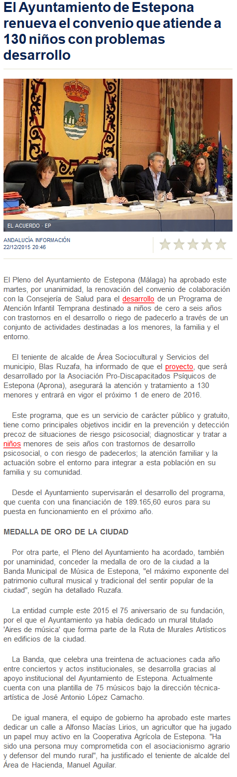 El Ayuntamiento de Estepona renueva el convenio que atiende a 130 niños con problemas