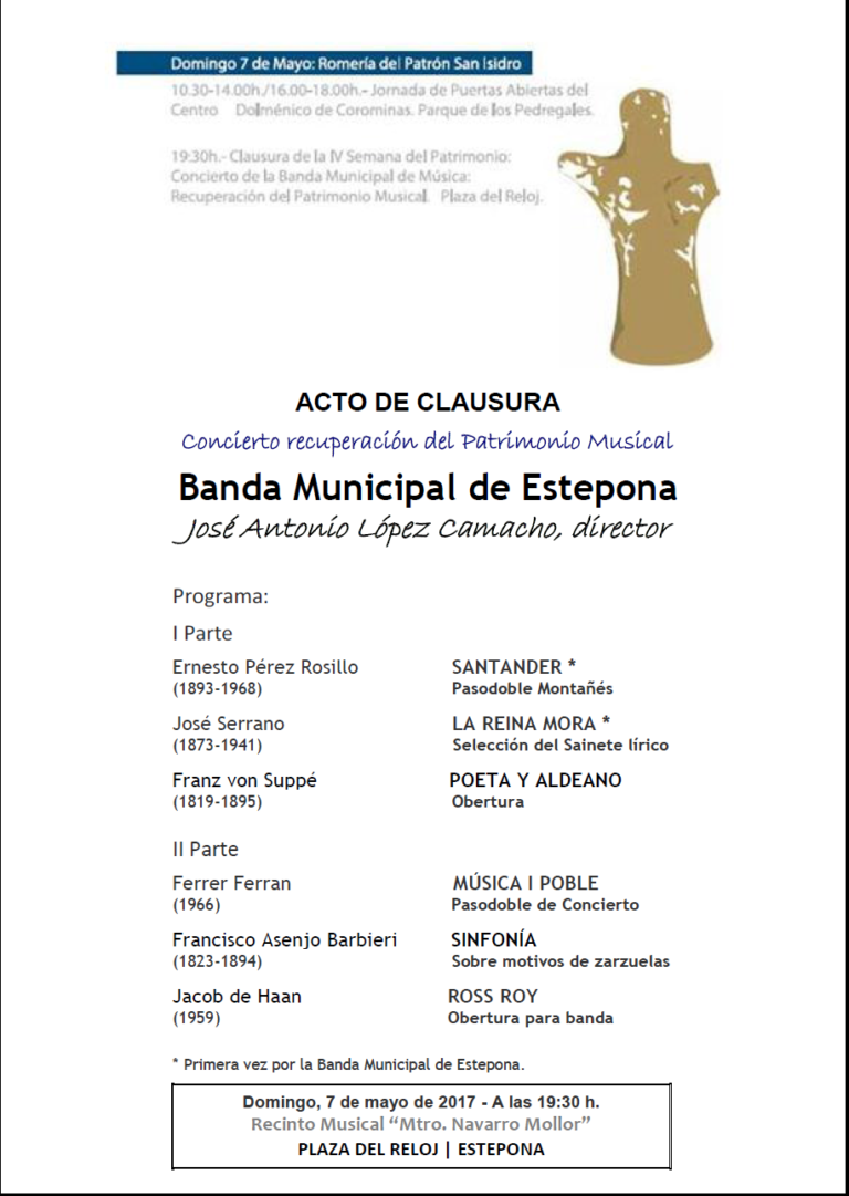 Programa Concierto BME - IV Semana del Patrimonio Estepona 2017